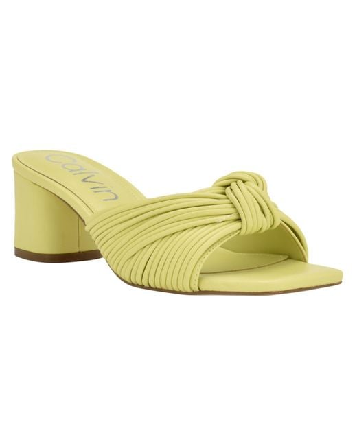 Calvin Klein Yellow Faux Leather Slip-on Strappy Sandals
