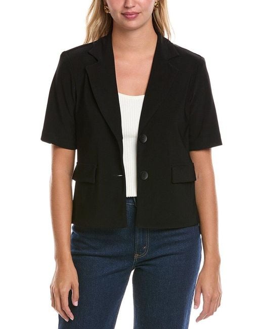 Joseph Ribkoff Black Short-Sleeve Blazer Top