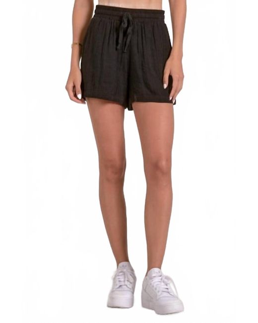 Elan Black Gauze Drawstring High Waist Shorts