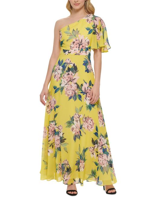 Eliza J Yellow Chiffon Maxi Dress