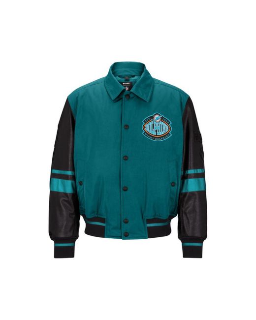 Boss Green X Nfl Water-repellent Bomber Jacket With Collaborative Branding for men