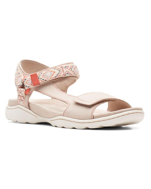 Clarks Pink Amanda Step Open Toe Leather Slingback Sandals
