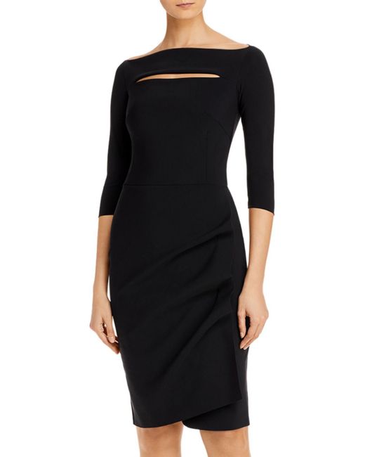 Chiara Boni Kate Ruffled 3/4 Sleeves Cocktail Dress in Black | Lyst