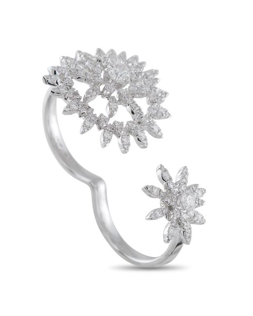Hearts On Fire Metallic Aerial 18K 1.40Ct Diamond Sunburst Double Finger Ring Hf17-070125
