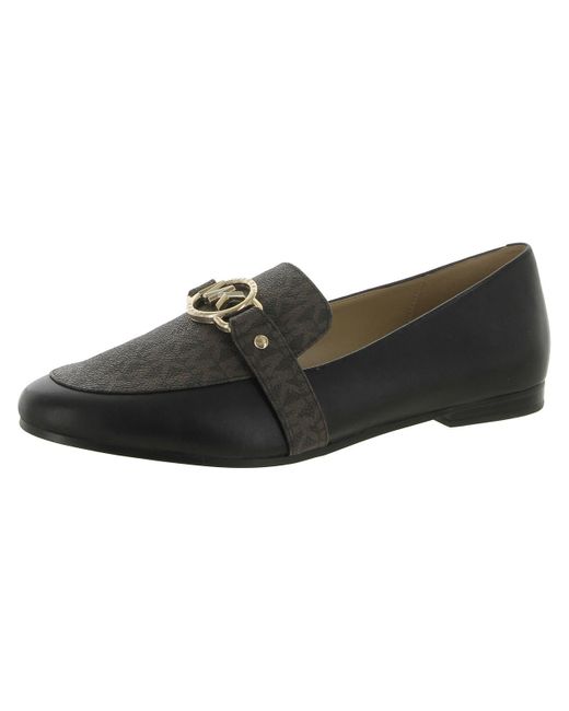 MICHAEL Michael Kors Black Rory Leather Slip-on Loafers