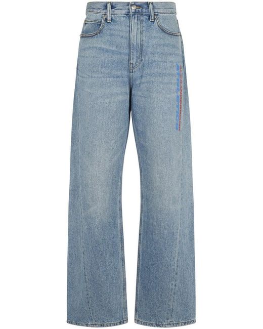 Alexander Wang Blue Mesh Back Balloon Jeans With Logo
