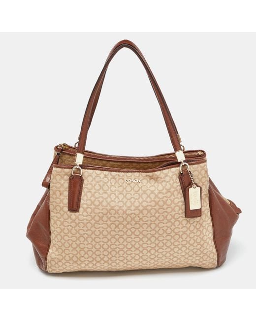 COACH /brown Op Art Canvas And Leather Madison Phoebe Shoulder Bag