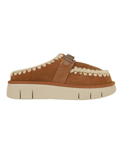 Mou Brown Cozy Suede Slippers