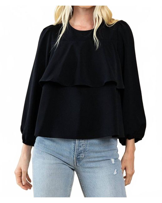 TCEC Black Bree Tiered Ruffle Blouse