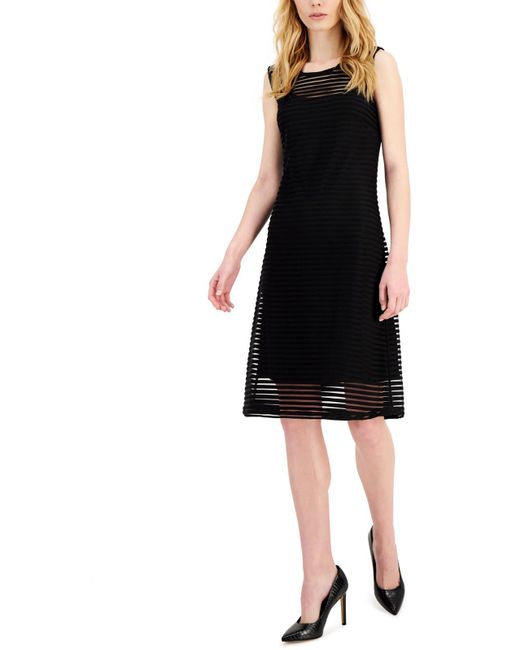 Donna Karan Black Illusion Sleeveless Shift Dress