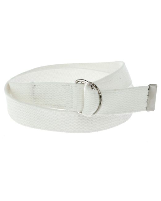 CTM White Cotton Web Belt With D Ring Buckle for men
