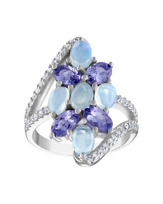 Designs by Gioelli Blue Sterling Tanzanite And Opal Cluster Ring