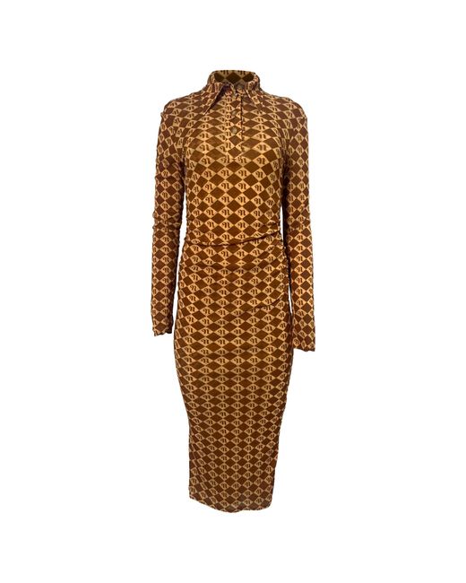 Nanushka Brown Monogram Print Midi Dress