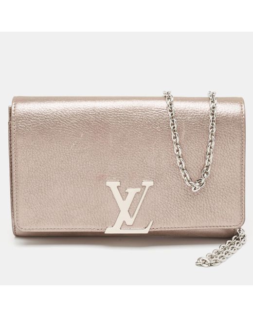 Louis Vuitton Natural Iridescent Leather Chain Louise Clutch
