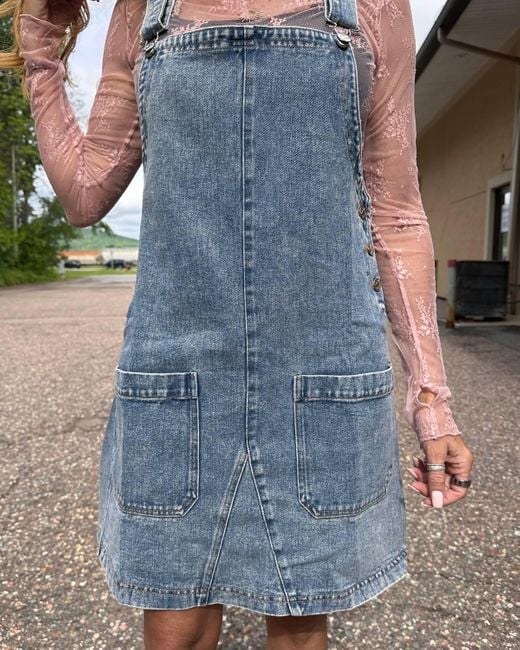 Bluivy Blue Kendall Denim Overall Dress