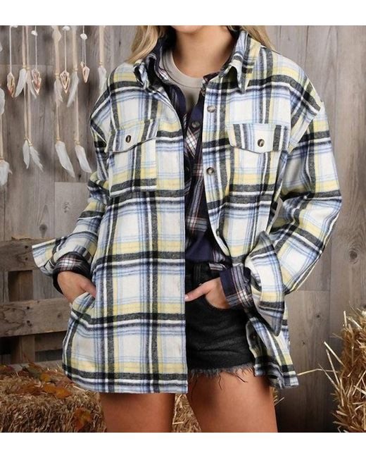 Ninexis Metallic Flannel Texture Shacket