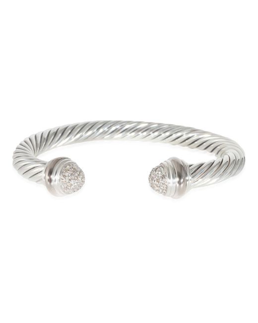 David Yurman White Cable Classic Bracelet In Sterling Silver 0.34 Ctw