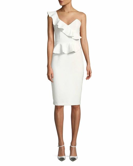 Bardot Women's White Asymmetrical Neckline Ruffle One-Shoulder Midi Dress - www.jkreigsman.com Bardot Women's White Asymmetrical Neckline Ruffle One-Shoulder Midi Dress - www.jkreigsman.com