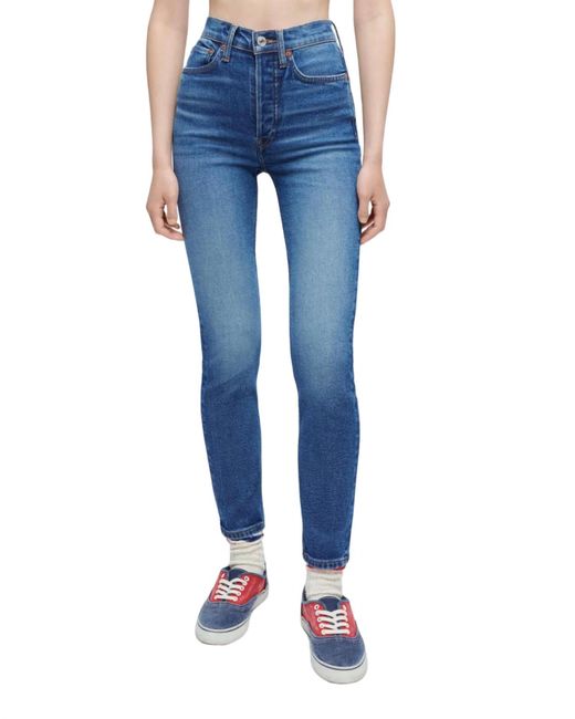 Re/done Blue 90's High Rise Ankle Crop Jean