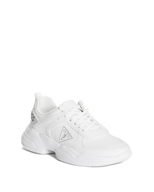Guess Factory Levels Rhinestone Logo Sneakers in White Lyst