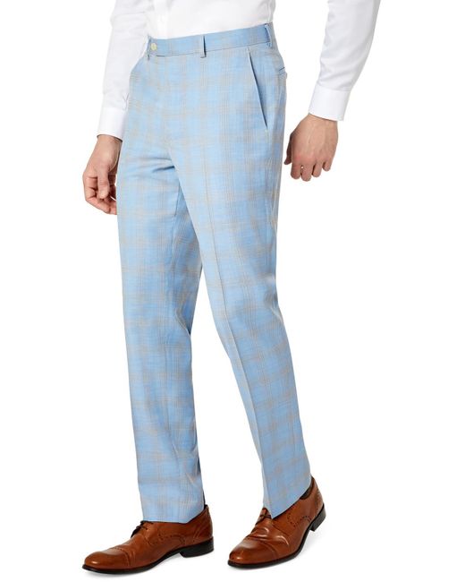 Sean John Blue Classic Fit Plaid Suit Pants for men