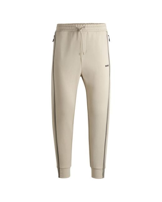 Boss Natural Tracksuit Bottoms With Tape Inserts for men