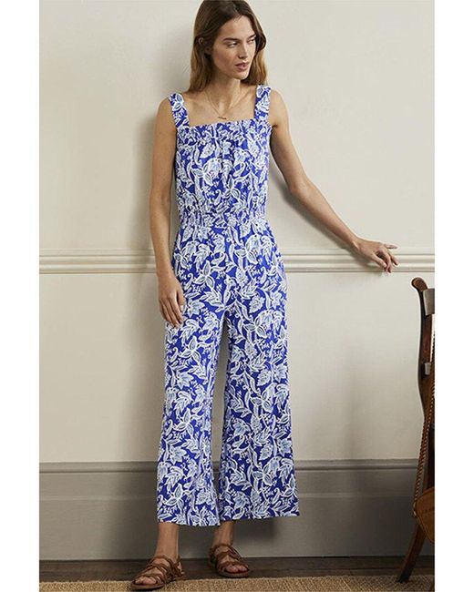 Boden Blue Strappy Jersey Jumpsuit