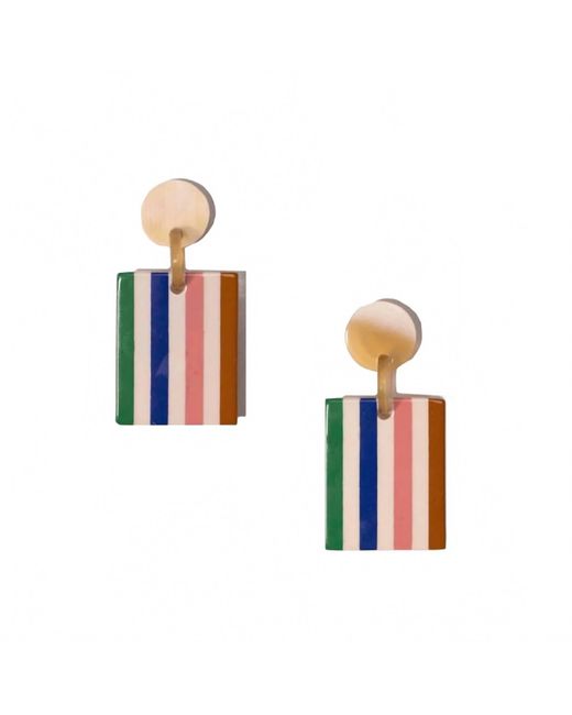SUNSHINE TIENDA White Desert Stripe Drop Earrings