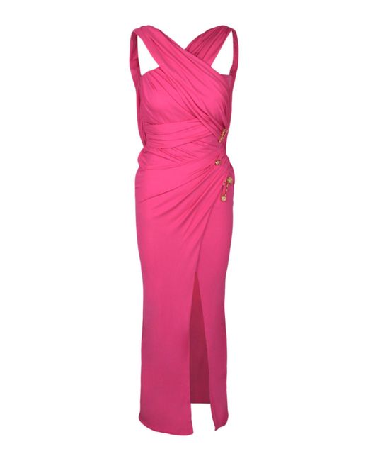 Versace Pink Sleeveless Draped Cocktail Dress
