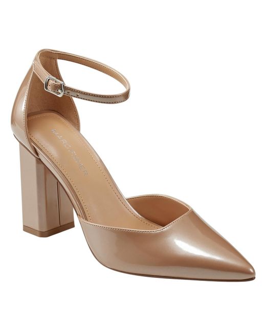 Marc Fisher Brown Demeter Patent Ankle Strap Pumps