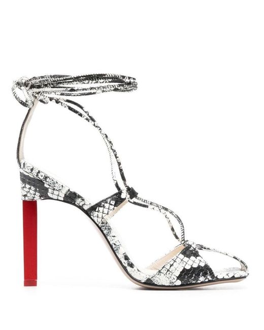 The Attico White Adele 105Mm Snakeskin-Print Sandals