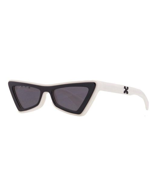 Off-White c/o Virgil Abloh White Sunglasses Cat Eye Full Rim, Frame And Dark Lens Oeri042Artemisia0207