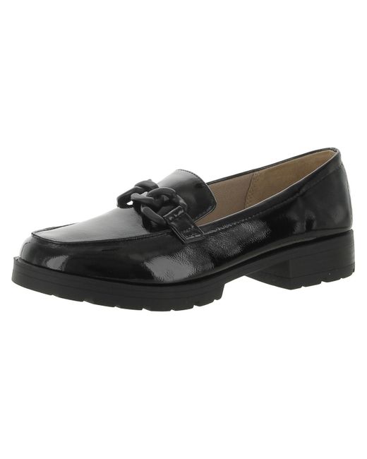 LifeStride Black London Faux Leather Slip On Loafers
