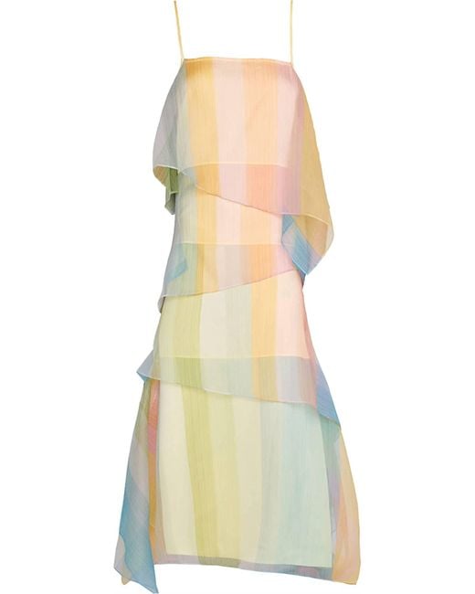 Staud Multicolor Kyla Costal Tiered Cocktail Dress Gown