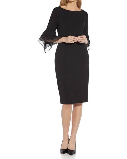 adrianna papell women's knit crepe tiered sleeve dress reviews in Black lace sleeve dress