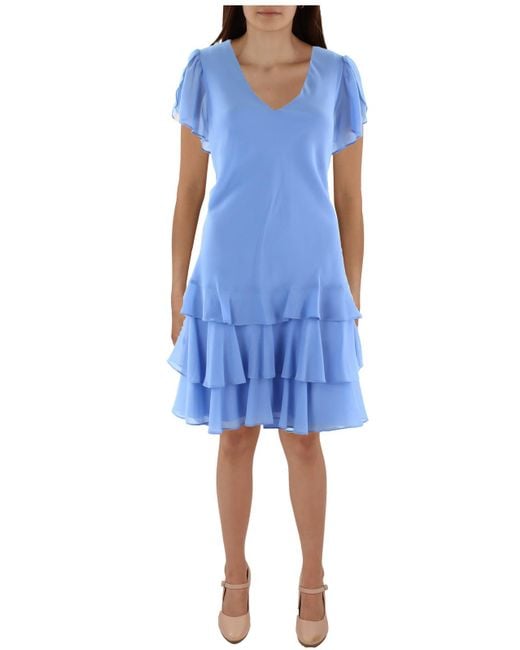 Lauren by Ralph Lauren Blue Drop-waist Short Shift Dress