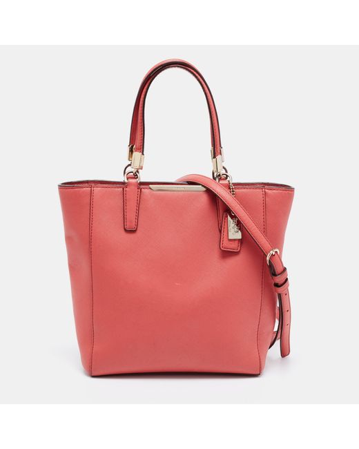 COACH Red Leather Zip Tote