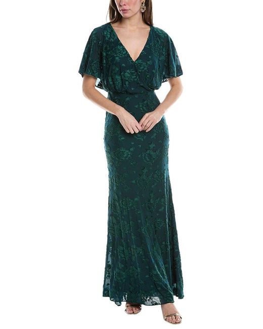 Adrianna Papell Green Floral Gown