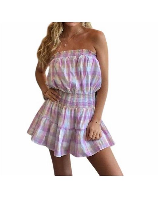 Day + Moon Purple Check Romper
