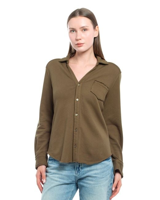 Wilt Green Button Front Sweatshirt