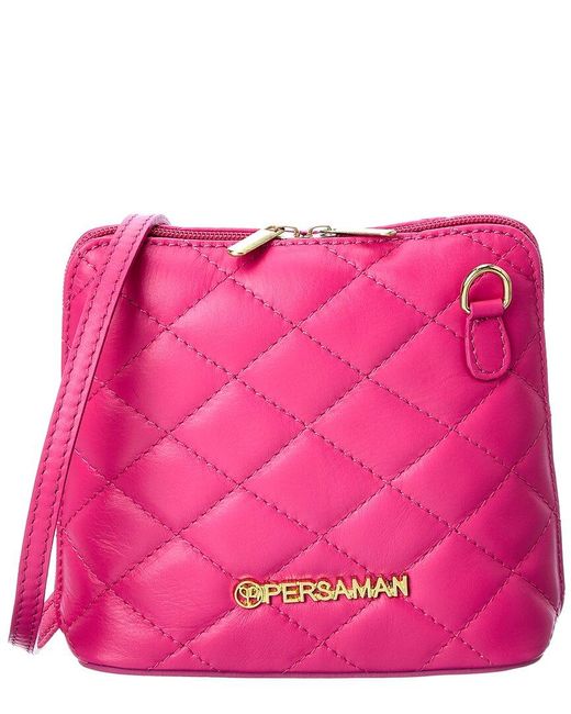 Persaman New York Bristol61 Quilted Leather Crossbody in Pink - Save 1% ...