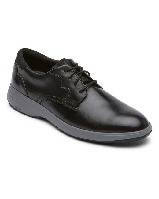 Rockport Black Noah Plain Toe No Material Tag Faux Leather Derby Shoes for men