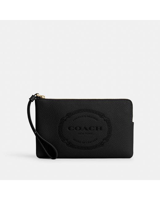 Coach Outlet Large Corner Zip Wristlet With Coach Heritage in Black Lyst
