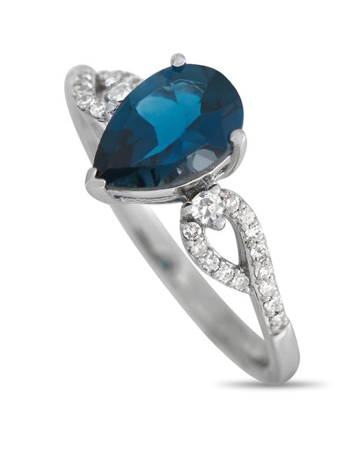 Non-Branded Blue Lb Exclusive 14k Gold 0.15ct Diamond And Topaz Ring Rc4-11823wbt