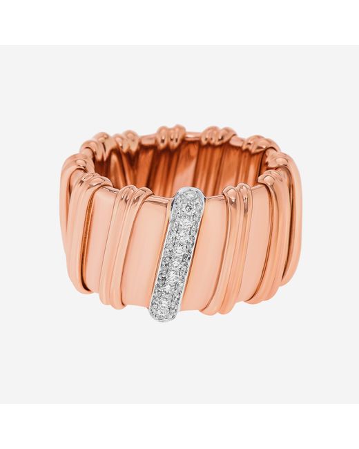 Roberto Coin Pink Nabucco 18k Rose Diamond 0.30ct. Tw. Flexible Band Ring 206180ah65x0