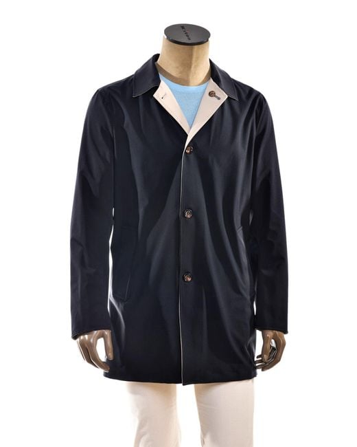 Kiton Blue Kired By Ben Nylon Reversible Raincoat for men