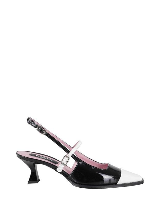 CAREL PARIS Black Cecile Pointed Toe Slingback Shoes