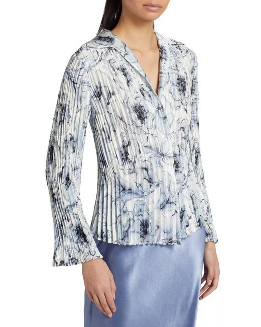 Vince Blue Washed Lily Pleated Blouse