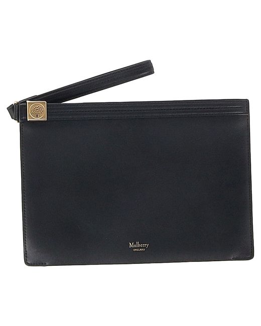 Mulberry Black Tree Logo Zipped Clutch Bag