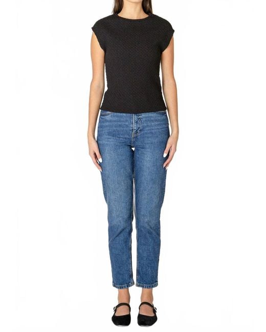 Dex Blue Drop Shoulder Textured Top
